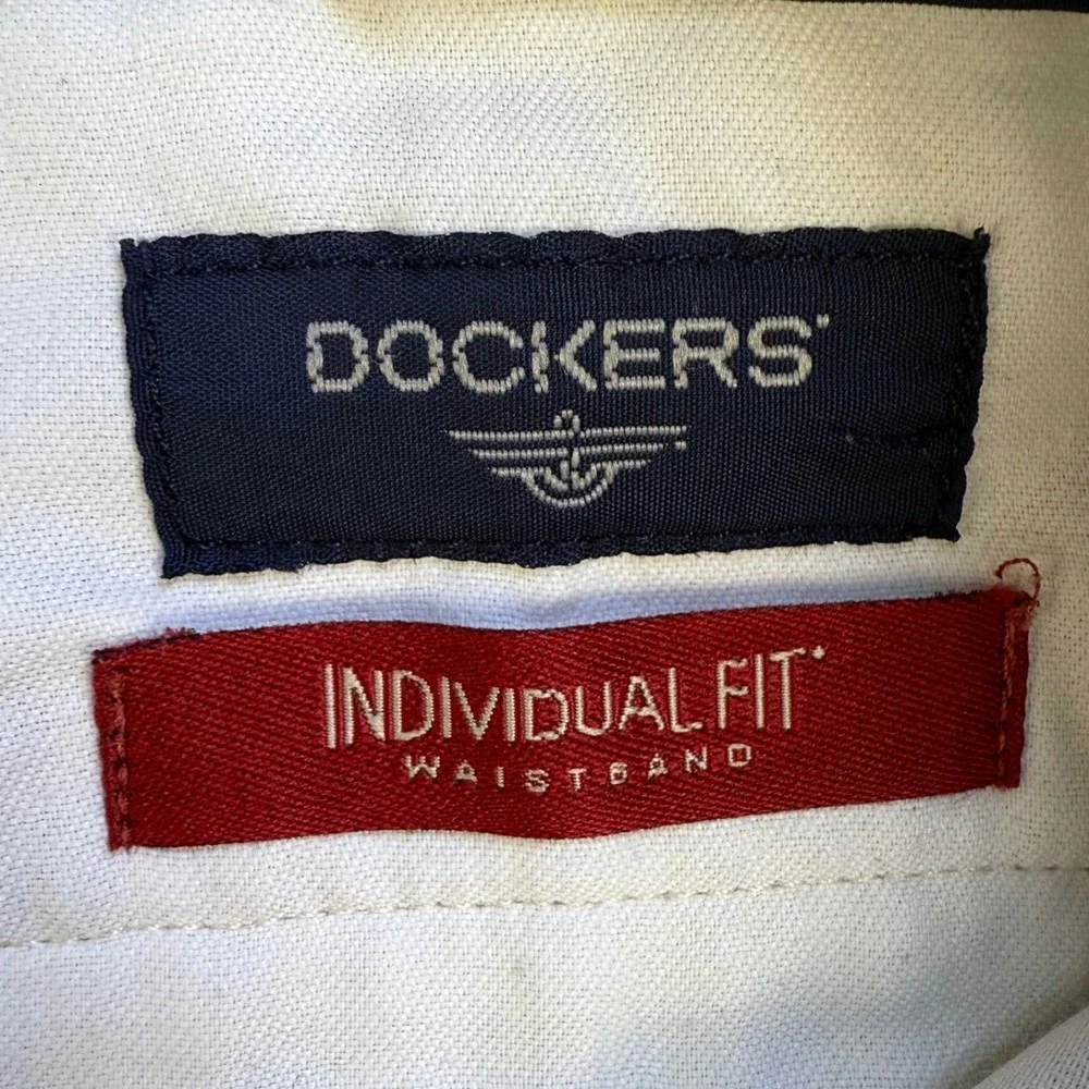 VTG Dockers Individual Fit Dress‎ Pants Men's W38 L32 Beige Stretch Waistband